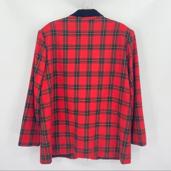 SOLD Sag Harbor Vintage 90’s Plaid Wool Red Blazer - Picture 2 of 8